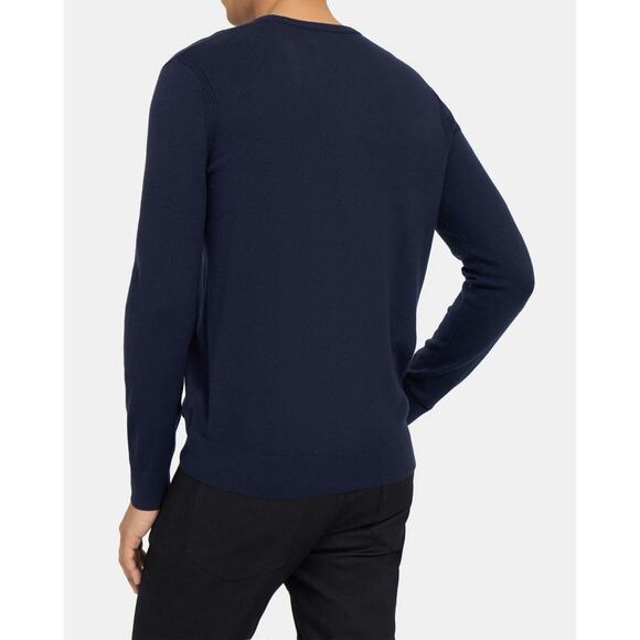 Theory Riland Long Sleeve V-Neck Sweater Merino Wool Blend Navy Blue Size Small - Picture 8 of 9